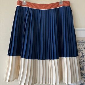 Lands End Blue and White Colorblock Pleated Skirt